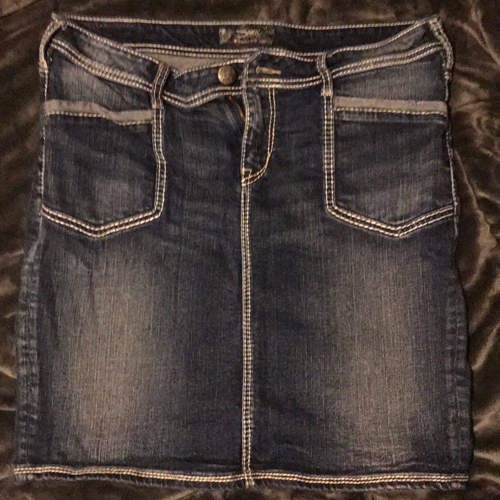 Silver Denim Skirt